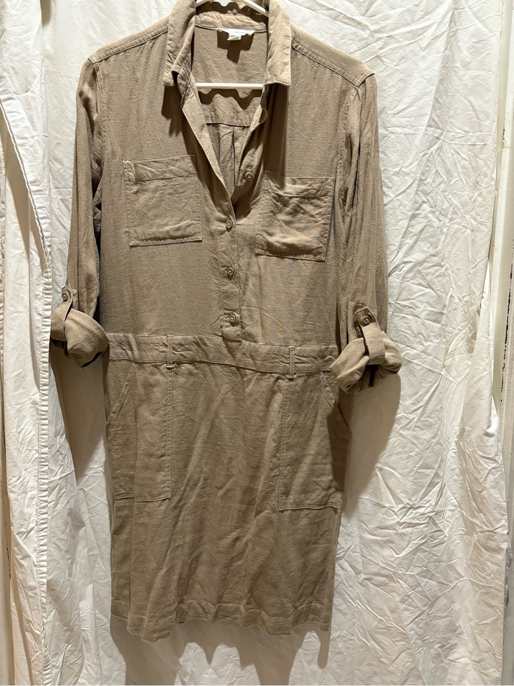 beachlunchlounge Taupe Button-Front Shirt Dress